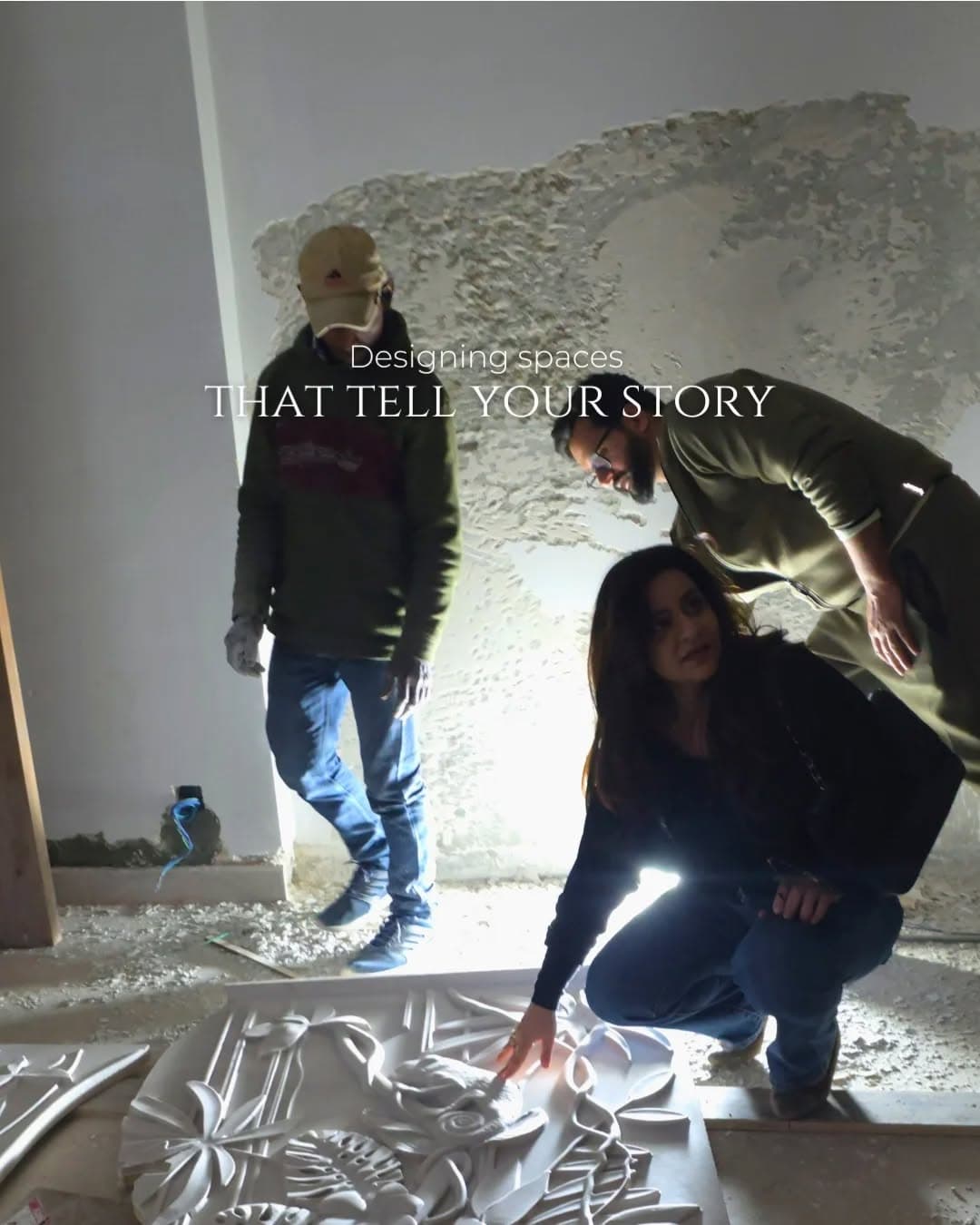 Anchal Pathak working on-site with her team.